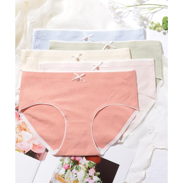 ショーツ 「5枚セット」フラワー ビジュー チャーム付き 花柄 ショーツ