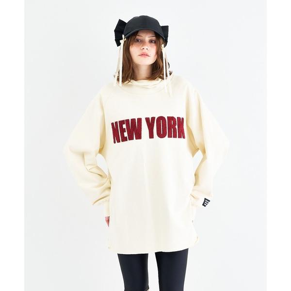 トレーナー スウェット ハイネック“NY”刺繍スウェットプルオーバー レディース