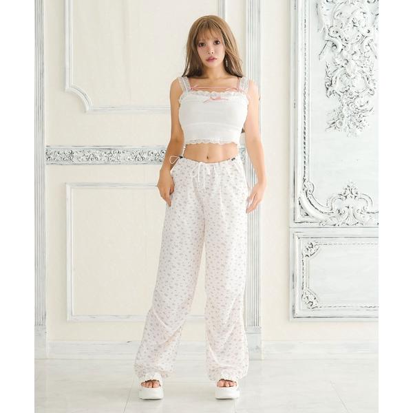 カーゴパンツ 花柄カーゴパンツ レディース