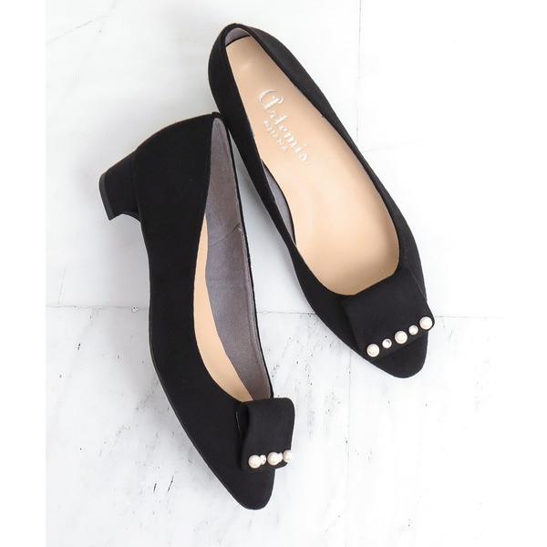 パンプス パールビジュー付きラウンドトゥパンプス