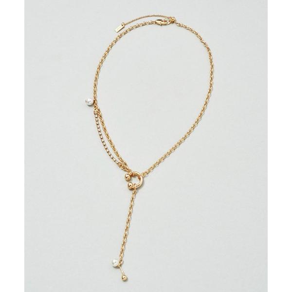 ネックレス バーベル × パール チャーム ネックレス レディース