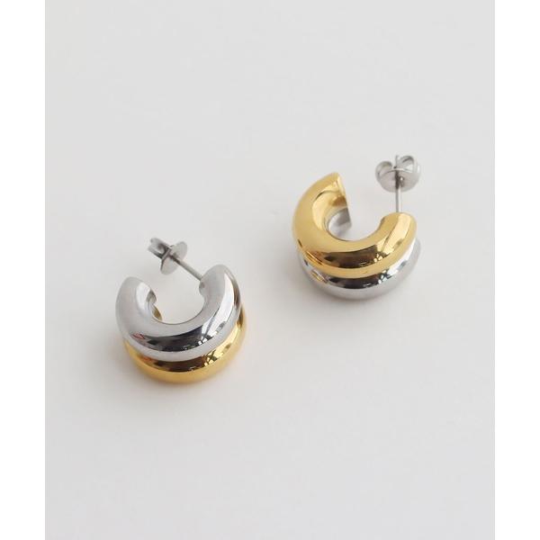 ピアス 金属アレルギー対応 ダブルラインバイカラーステンレスピアス レディース