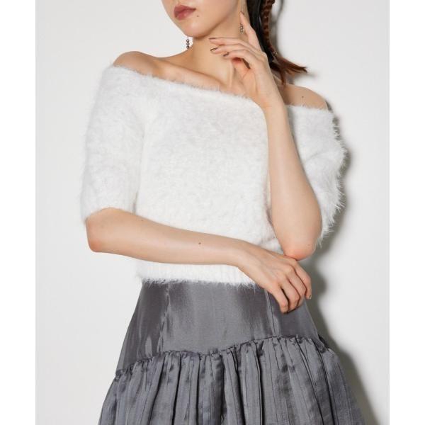 ニット セーター オフショルシャギーニットトップス レディース