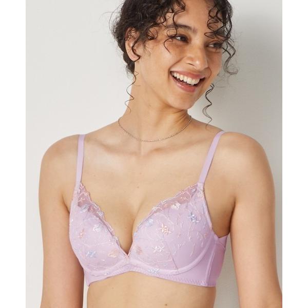 ブラジャー 「脇高で背中の段差スッキリ！」夢みるブラ ノンワイヤー スリムライン ラブブロッサムズ「...