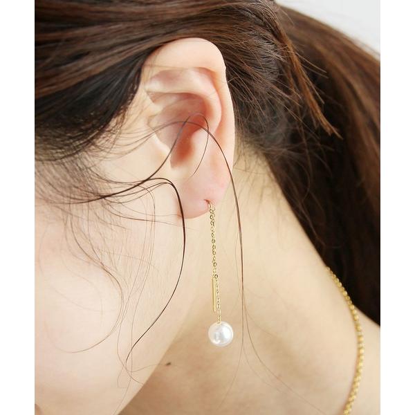 ピアス 金属アレルギー対応  ロングパールステンレスピアス レディース