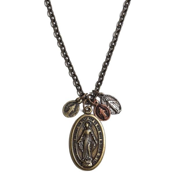 ネックレス 韓国ファッション WOODEN DOLL マリアモチーフ コインネックレス メンズ