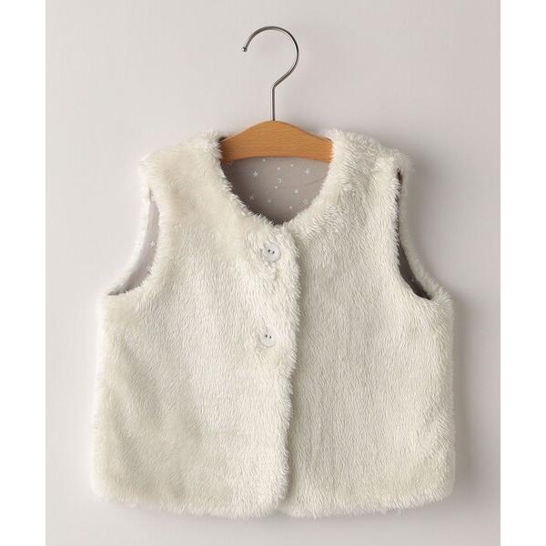 ベスト SHIPS KIDS:80〜90cm / フェイクファー リバーシブル ベスト キッズ 子供...