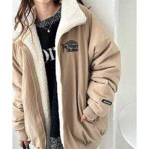 ブルゾン アウター 「FIRSTMOODコラボ」ナイロン裏ボアオーバーサイズブルゾン レディース