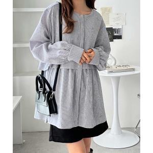 ブラウス シャツ 「M~3L展開」ふんわりペプラムが大人可愛い！羽織にもなる！ペプラムシャツチュニックブラウス レディース