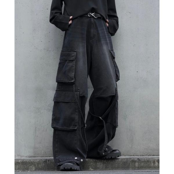 カーゴパンツ オーバーサイズバギーマルチギミックカーゴデニムパンツ メンズ レディース
