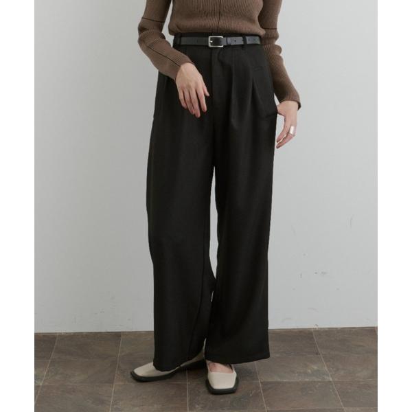 スラックス パンツ フロントポケット２タックワイドスラックス レディース