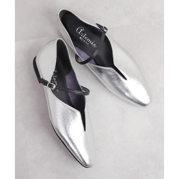 パンプス 「片足130g」軽量　ソフトVカットストラップフラットシューズ