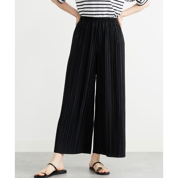 パンツ なめらか素材ゆったりプリーツパンツ レディース