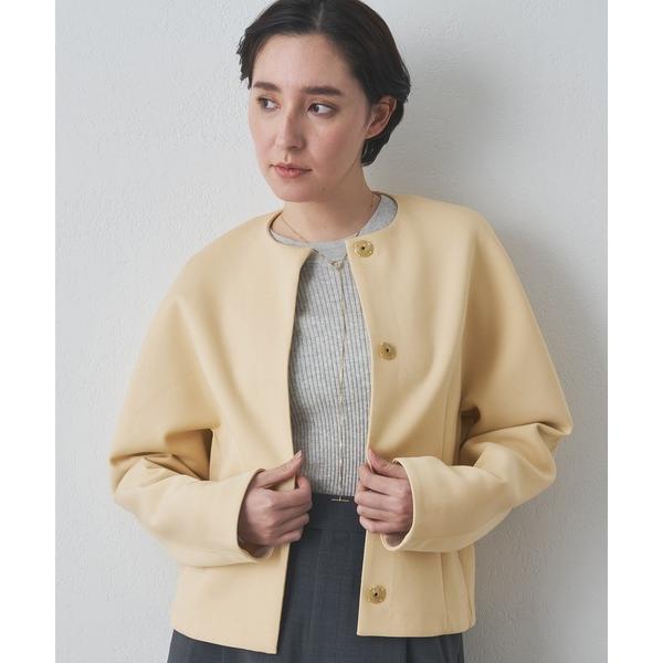 ノーカラーコート コート ダンボールブルゾン レディース