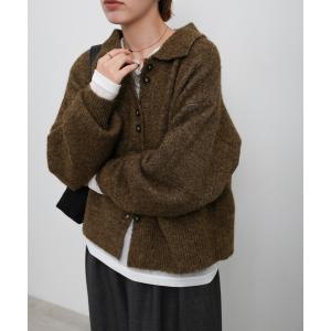 カーディガン ボタンアップポロカーディガン レディース