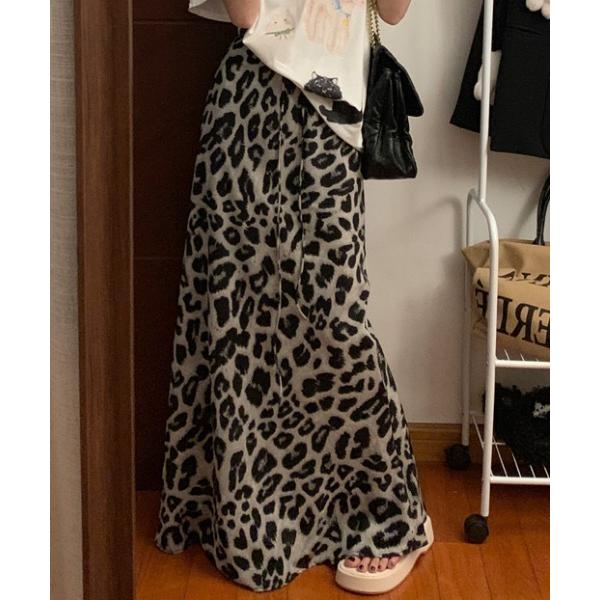 スカート Leopard print slim long skirt