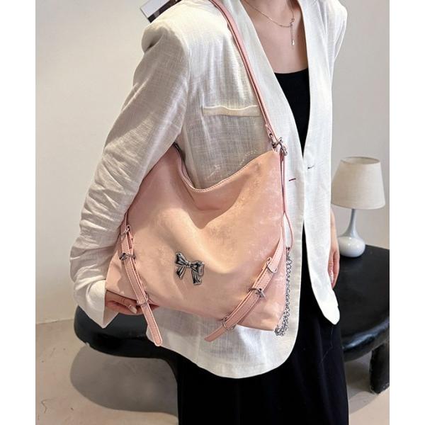 デイバック リュック Y2K スタイル 大容量 2WAY バッグ リボン装飾 ショルダー・斜めがけ・...