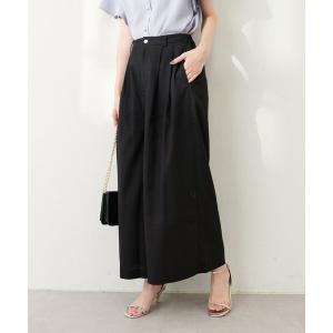 ワイドパンツ パンツ 綿麻タックガウチョパンツ ...の商品画像