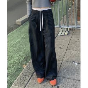 スラックス パンツ 「新色追加」「お気に入り数2万人突破!」ラフに穿けるイージーパンツ仕様で快適♪レイヤード ダブルウエスト イージースラックス /｜ZOZOTOWN Yahoo!店