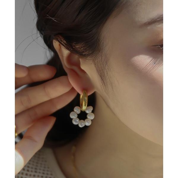 ピアス 金属アレルギー対応 アシメデザイン淡水パールピアス レディース