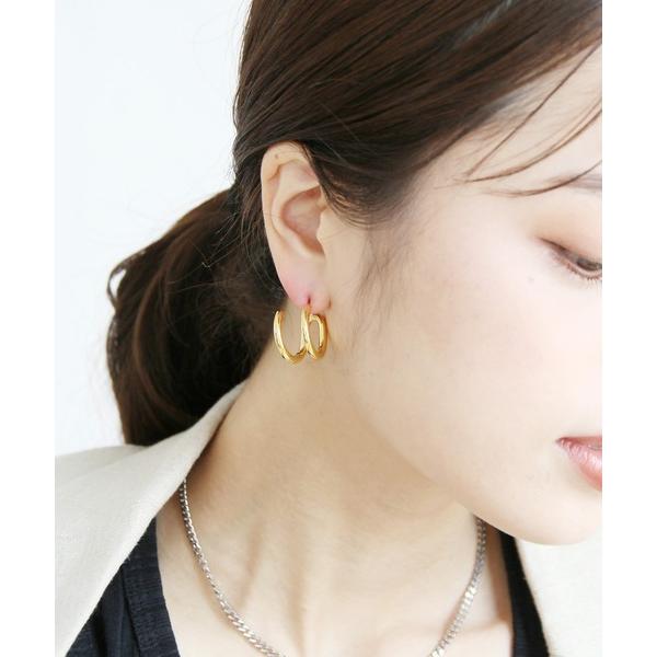 ピアス 金属アレルギー対応 くるくるメタルラインステンレスピアス レディース