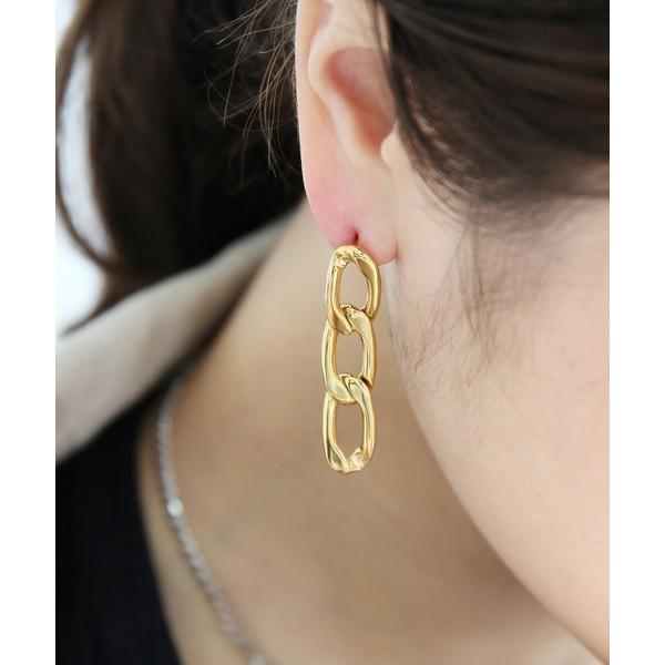 ピアス 金属アレルギー対応 フラットチェーンステンレスピアス レディース