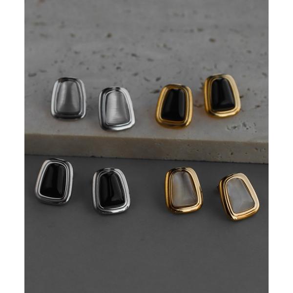 ピアス 金属アレルギー対応 スクエアストーンピアス レディース