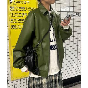 ジャケット ブルゾン 「ユニセックス」ヴィンテージオーバーサイズフェイクレザージャケット レディース メンズ