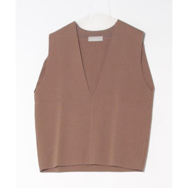 ベスト ジレ ウール混ミラノリブVネックベスト レディース