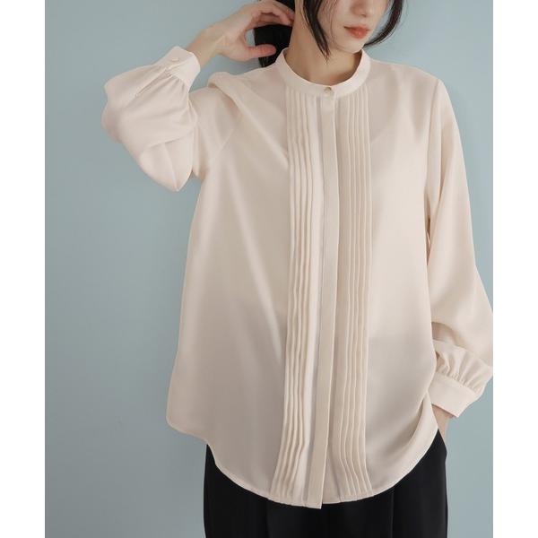 ブラウス シャツ ピンタックスタンドカラーブラウス オフィス ビジネス フォーマル セレモニー 卒業...