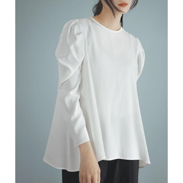 ブラウス シャツ タックスリーブAラインブラウス オフィス ビジネス フォーマル セレモニー 卒業式...