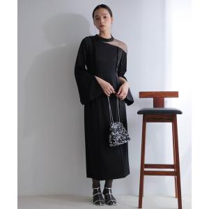 ドレス シアーチュールアシメショルダードレス