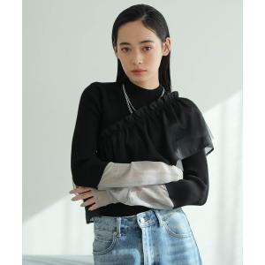 チュールフリル×シアーカフスリブニットセット レディース