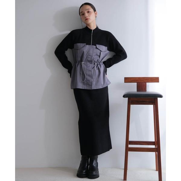 ワンピース ワークポケットドッキングニットワンピース