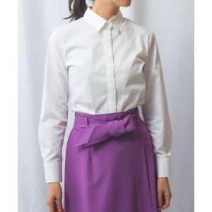 ブラウス シャツ 「NARACAMICIE」ツイルレースカラー長袖シャツ レディース