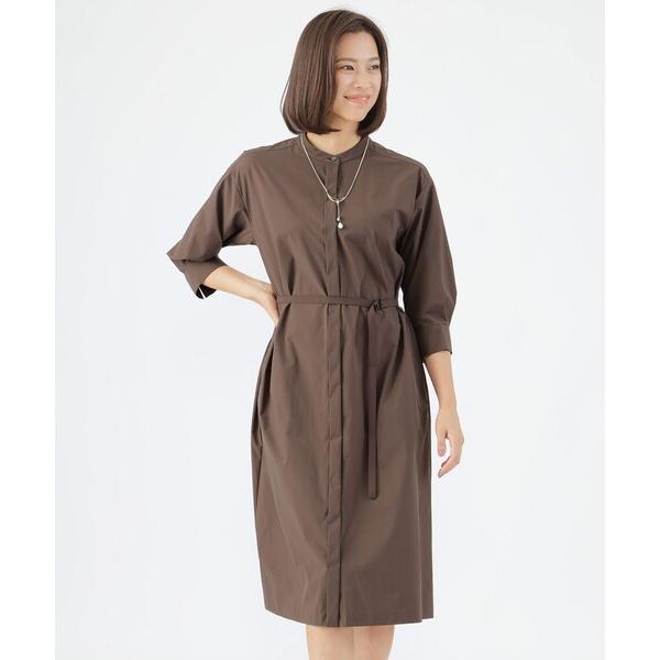 ワンピース 「弱はっ水」「ウォッシャブル」ストレッチブロードシャツワンピース