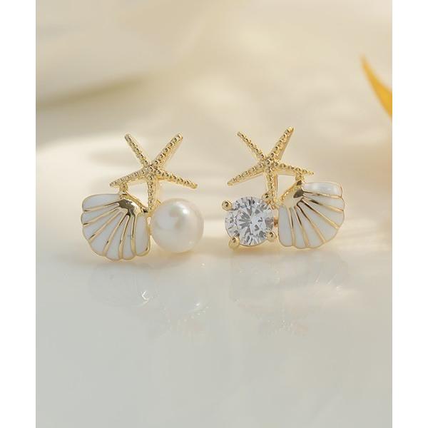 ピアス 貝殻シェルピアス 夏 ホワイト ピンク レディース