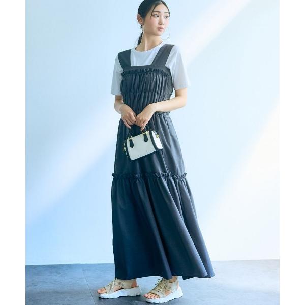 ワンピース 高身長　ヘザーエステルツイルシャーリングワンピース（トールサイズ）Essenave