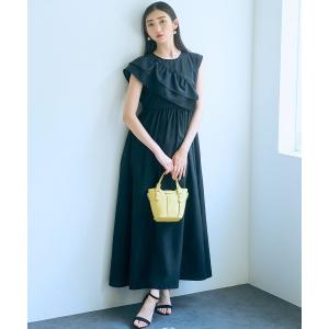 ワンピース 夏 高身長　リネンライクマルチウェイフリル衿ワンピース（トールサイズ）Essenave