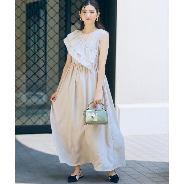 ワンピース 高身長　リネンライクマルチウェイフリル衿ワンピース（トールサイズ）Essenave