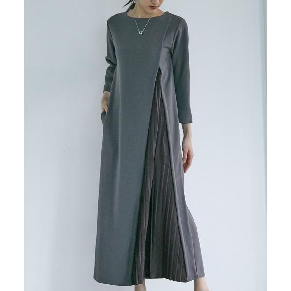 ワンピース 高身長　アシメプリーツカットツイルワンピース（トールサイズ）muguet blanc