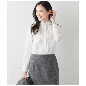 ブラウス シャツ ドットスパンローン ピンタック長袖シャツ レディース