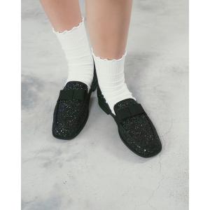 ローファー スクエアトゥ リボン フラット ローファー レディース