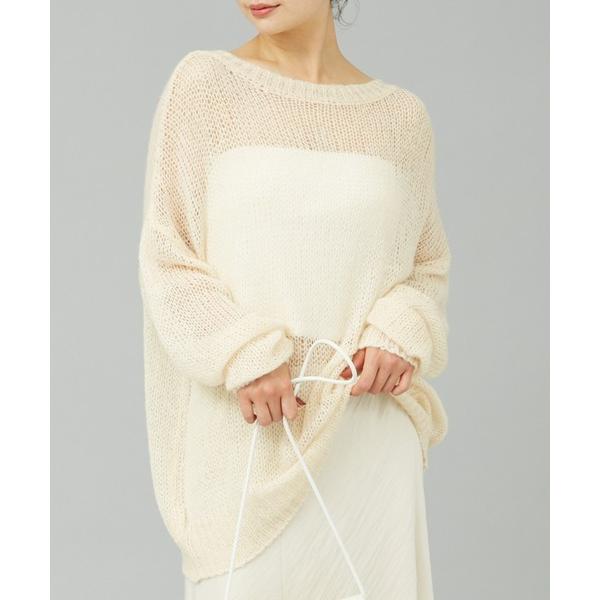 ニット セーター モヘアライクシアー2WAY ニットプルオーバー レディース