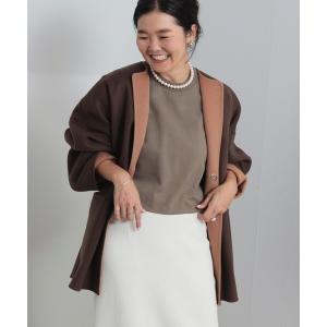 ノーカラーコート コート ウール リバー ミドルコート レディース