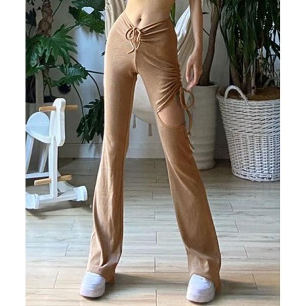 パンツ サイド スリット ブーツカット レギンス レディース