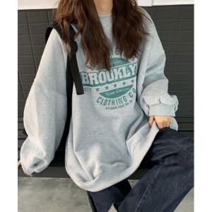 トレーナー スウェット フロントロゴが映える。裏起毛 ロゴ デザイン スウェット レディース