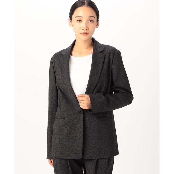 スーツ 「セットアップ対応」メランジジャージ＆ナイロンレーヨンポンチ　テーラードジャケット レディー...