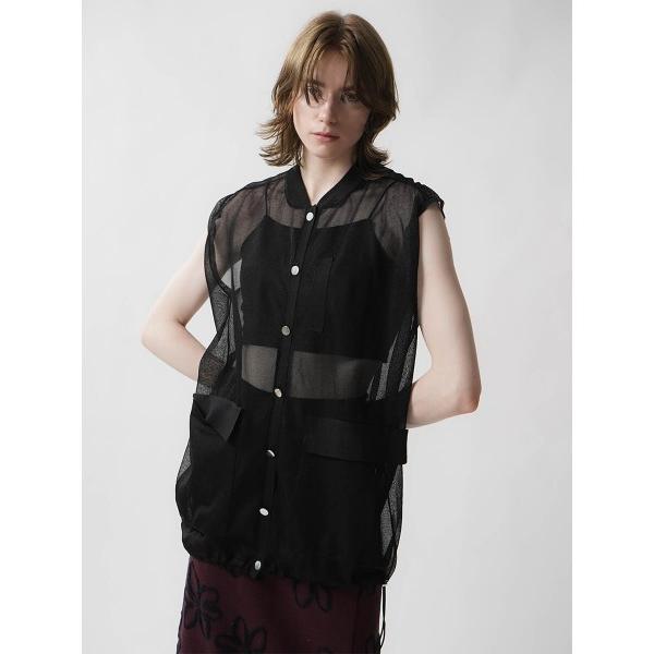 ベスト ジレ SHEER KNIT VEST レディース