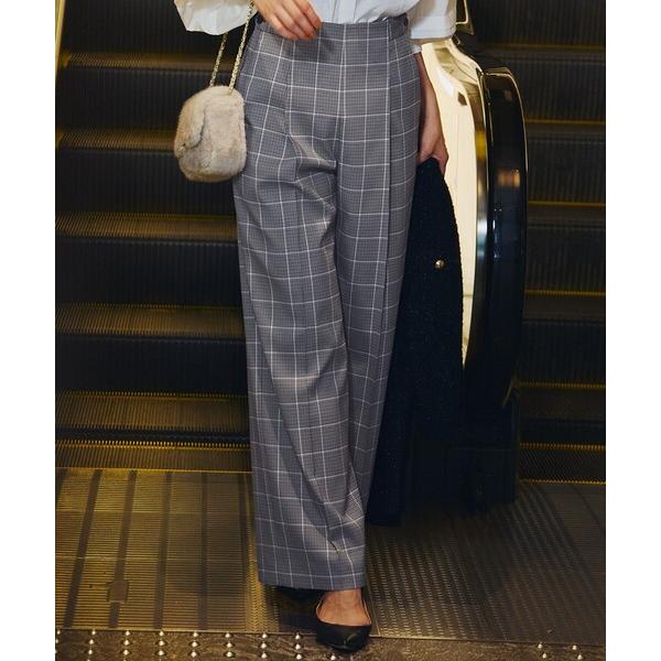 ワイドパンツ パンツ 「洗える」ガンクラブプレイドチェック パンツ レディース